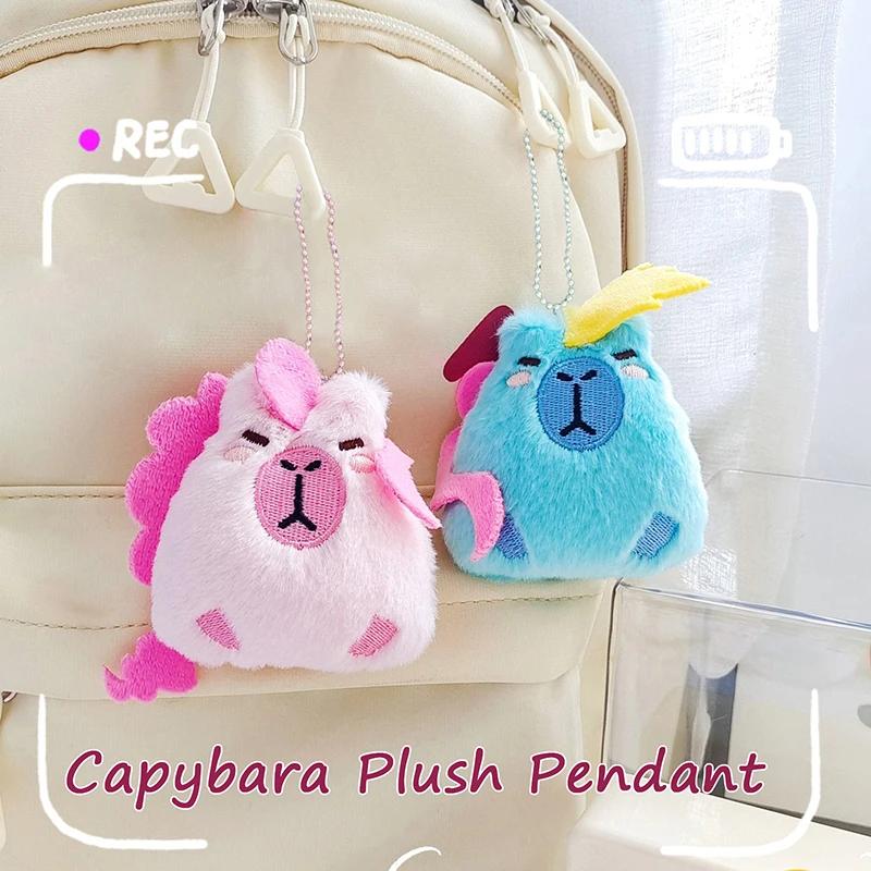 Color Capibara Plush Toy Cartoon Capybara Pendant Soft Stuffed Doll Keychain Car Key Ring Backpack Bag Decor