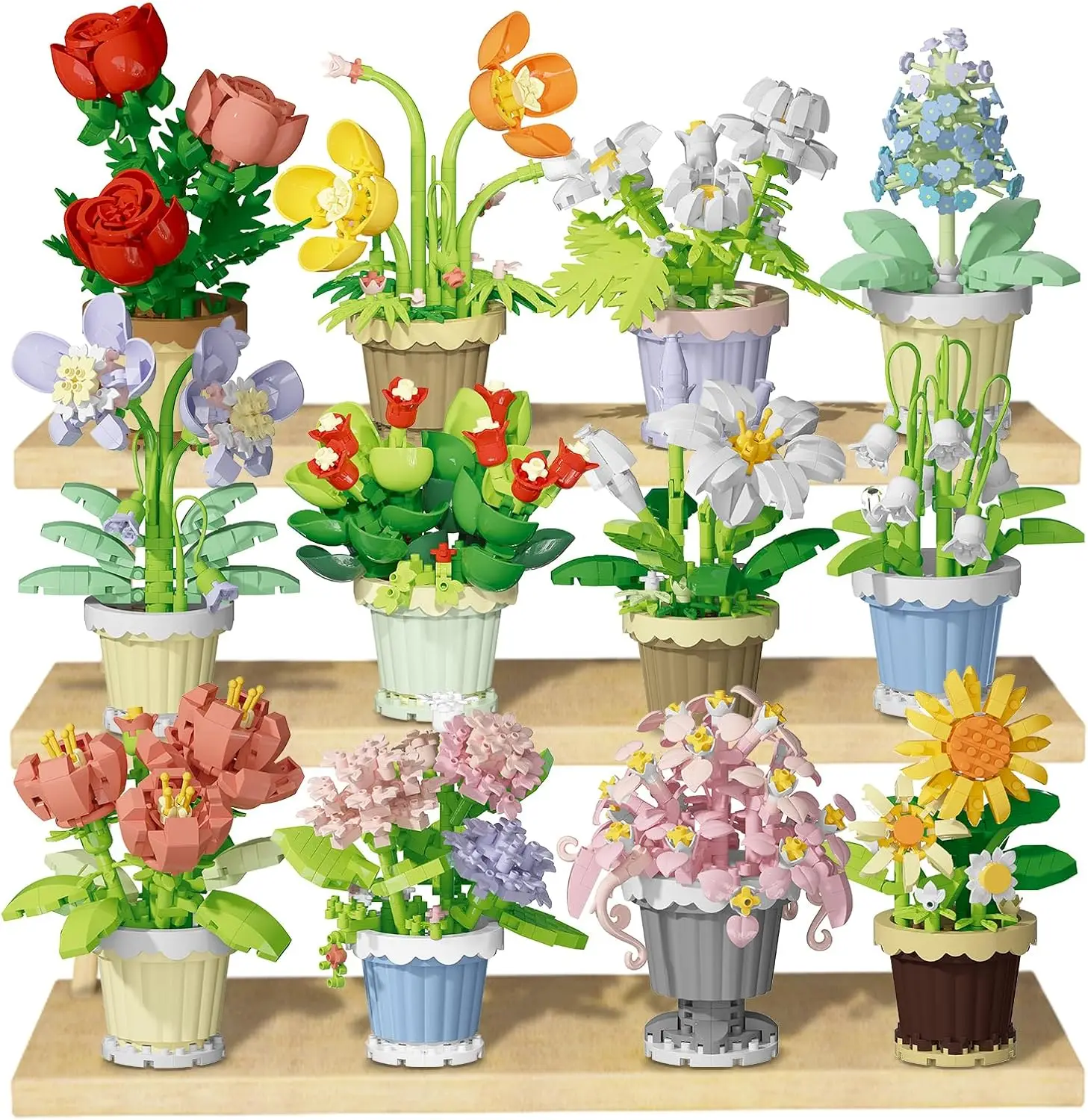 

Flowers Bouquet Building Set, Flower Botanical Collection Building Block Toy,Micro Plant for Home or Office Decor