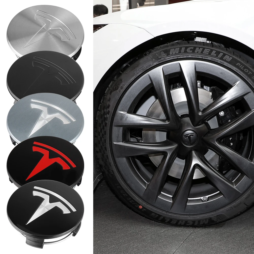 56mm Original Car Wheel Center Hub Caps Sticker Cover For Tesla Model Y Model 3 2017-2023/MODEL3 Highland 2024 Cybertruck SpaceX