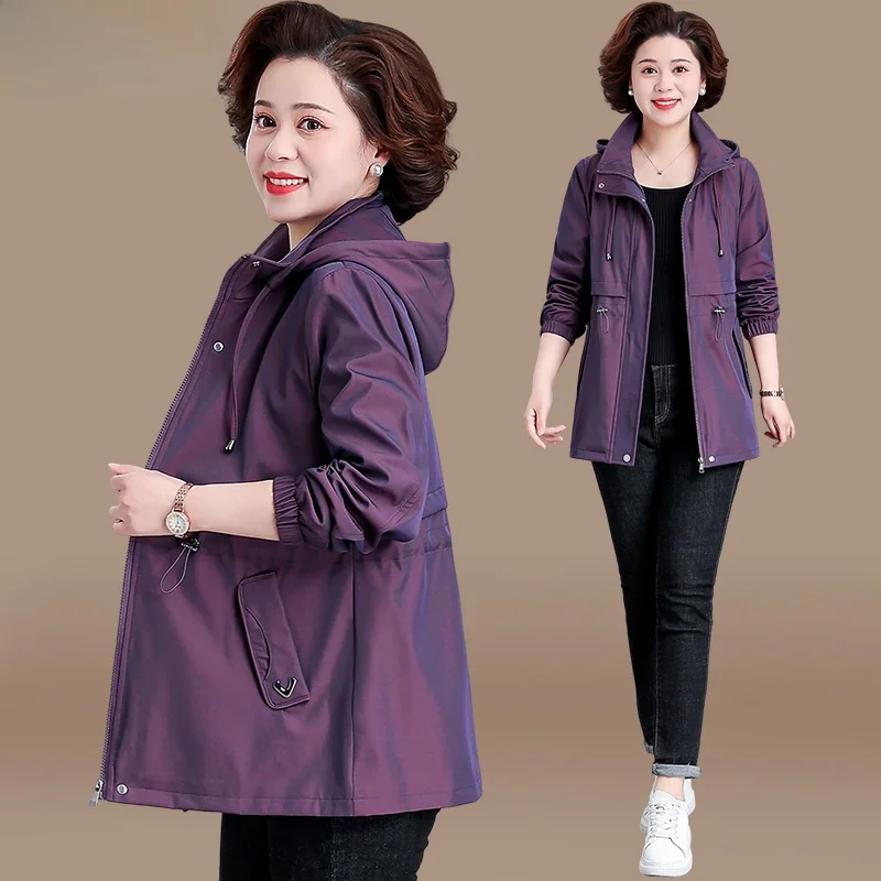 

Spring Autumn Faion Thin Coat Long Women's Jaet Wide Lady Sle Mid-Length Korean Design Zipper Closure Loose Fit Outerwear