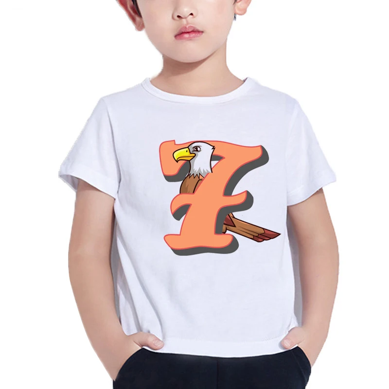 

Cute Animals And Birthday Numbers Print T-Shirt For Kids Funny Animal Girls White Shirt Casual Birthday Boy Shirt Children Tops