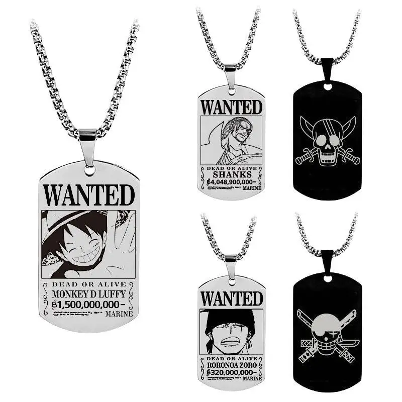 Animation One Piece Luffy Zoro Ace Nami Warrant Order Necklace Sanji Titanium Steel Men Pendant Anime Accessorie Peripheral Gift