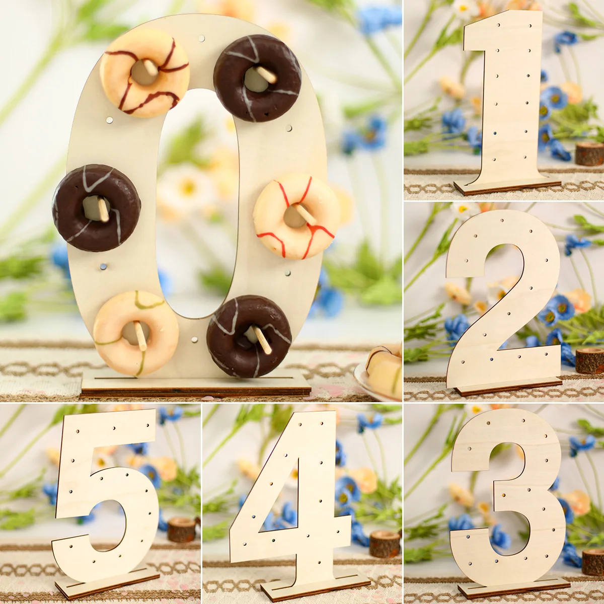 Support de support en bois pour table de mariage, décor rustique pour fête d\'anniversaire, bar à bonbons, baby shower