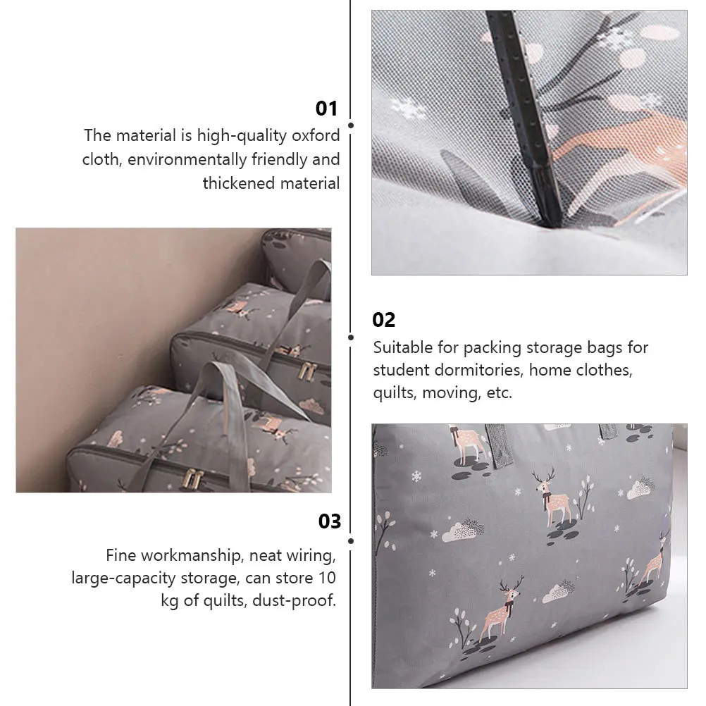 

1Pcs Clothing Storage Bag Quilt Pouch Oxford Cloth Thickened Large Capacity Moving Packing Storage Gray Clothing Bag