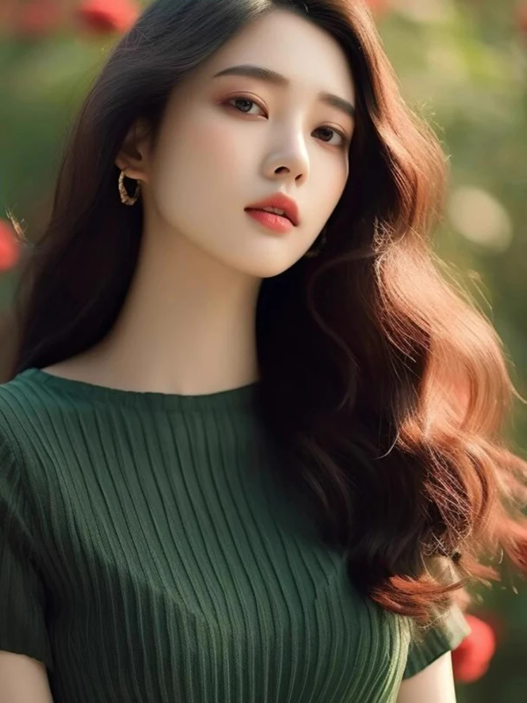 بلوزة محبوكة من الحرير الجليدي من Ele كاجوال متعددة الاستخدامات ort Sve Overhead Commute Faionable Color فضفاضة تناسب الصيف للنساء...