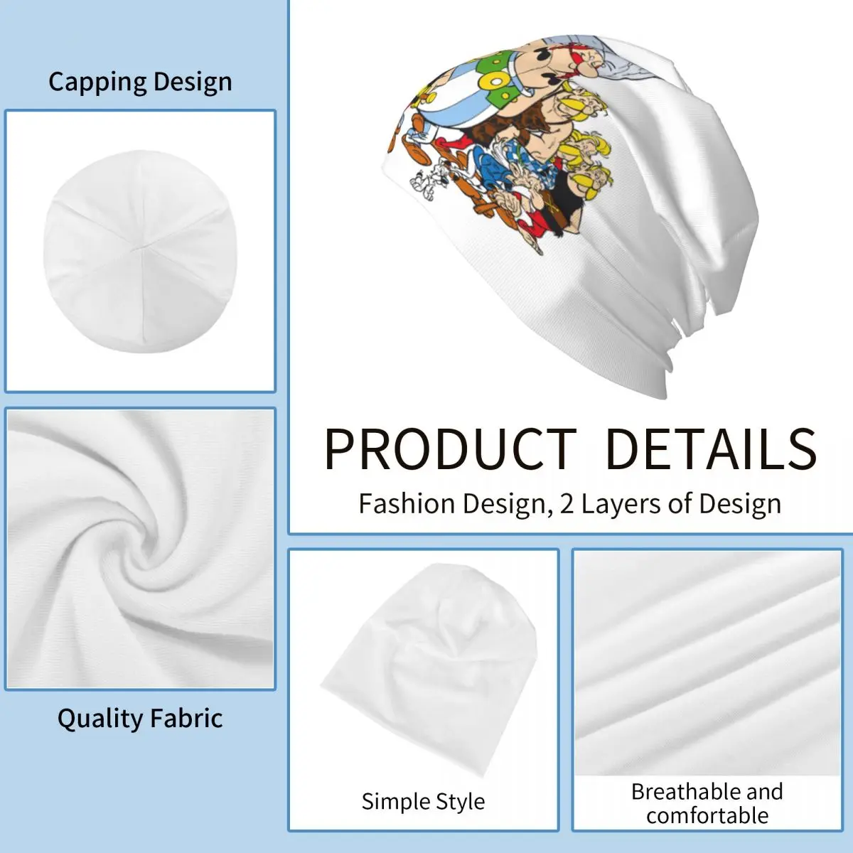 أستريكس وأوبليكس Dogmatix Skullies قبعة حريمي دافئة الخريف الشتاء في الهواء الطلق قبعة محبوك بونيه قبعات للجنسين الكبار