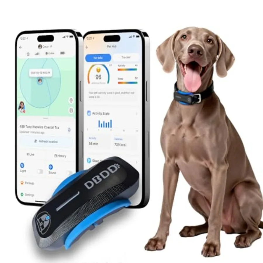 

AI GPS Tracker for Dogs 40lbs+ Real Time Location and AI Health Caer Management Electronic Fence Waterproof iOS and Android Uni