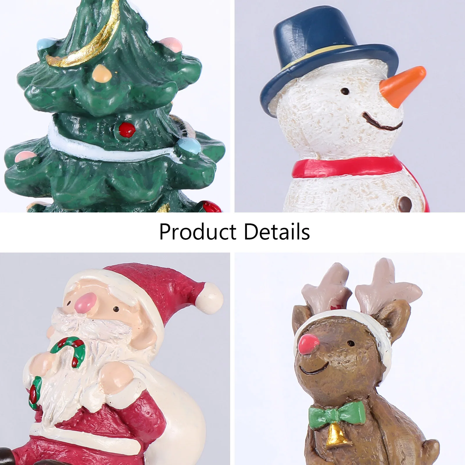 

4 Pcs Christmas Crafts Bonsai Ornament Home Decor Miniature Landscape Desktop Decoration Succulent Resin Snow Globe