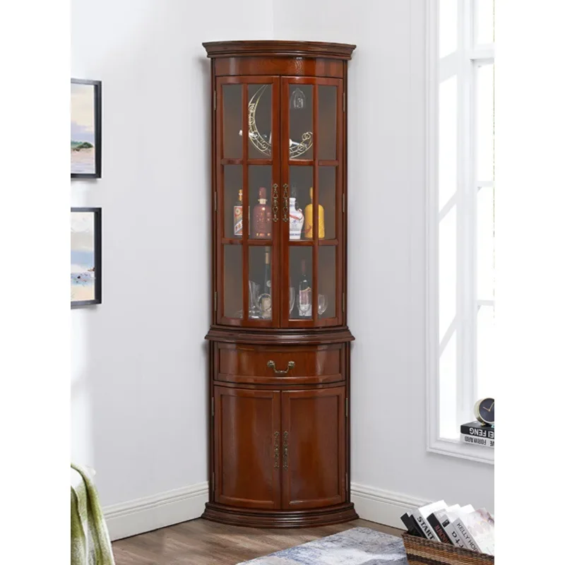 American solid wood corner cabinet European corner living room corner wine triangle