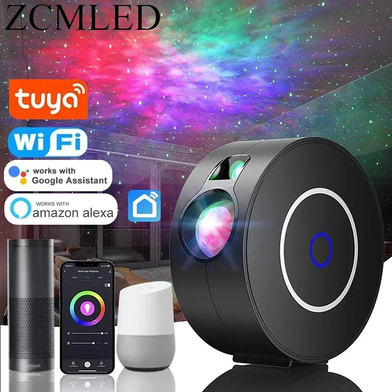 Tuya WiFi inteligentny projektor Aurora gwieździste niebo inteligentny System sterowania głosem z projektorem LED