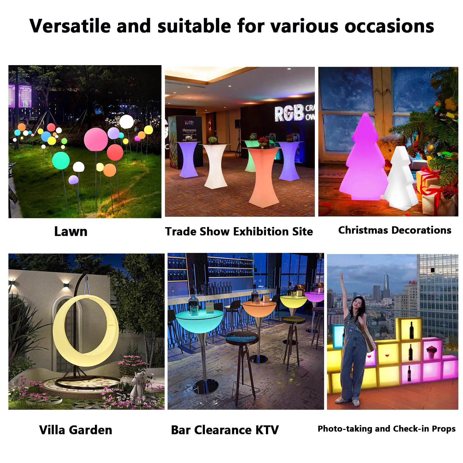 Plastic luminous tables and chairs outdoor garden party wedding bar