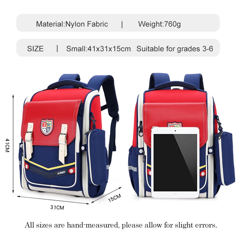 Tas Ransel Sekolah Gaya Inggris Kelas 1-6, Tas Buku Penyangga Pinggang & Tulang Belakang, Tas Ransel Anak Ergonomis Profesional dengan Pengurangan Beban