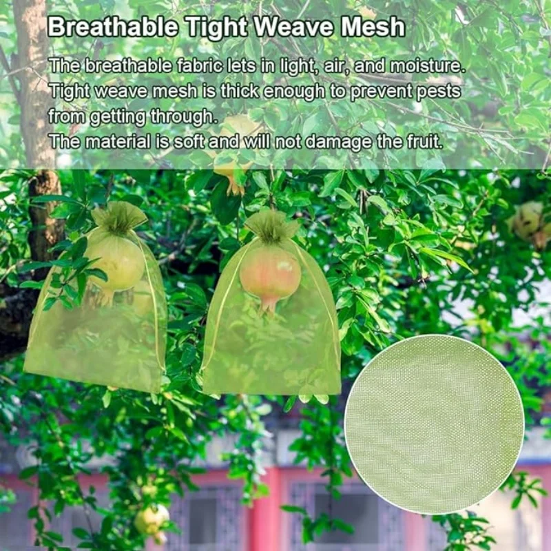 50pcs Fruit Protection Bags Anti-Bird Garden Netting Bags Strawberry Grapes Mesh Bag Plante Vegetable Netting Cover Garden Tool