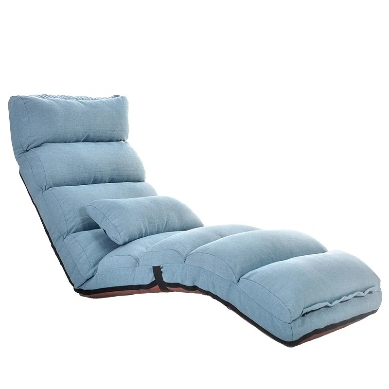 #Modern Blue Fabric Foldable Floor Sofa, Adjustable Reclining Lazy Chaise for Tatami, Balcony, Living Room, Small Home
