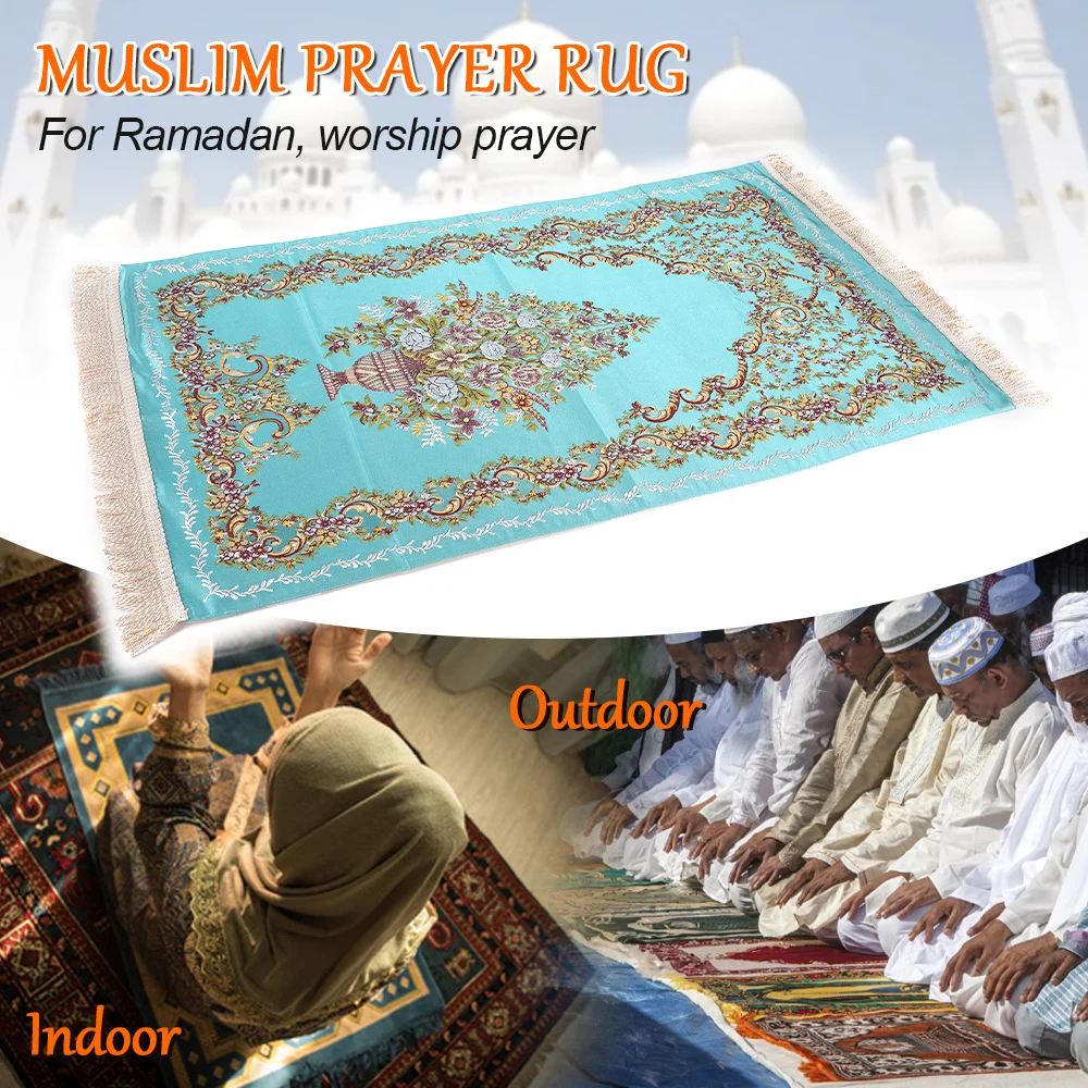 Muslim Prayer Mat Islam Pilgrimage Worship Blanket Floor Carpets Church Rug Ramadan Eid al Fitr Retro Embroidery Decoration