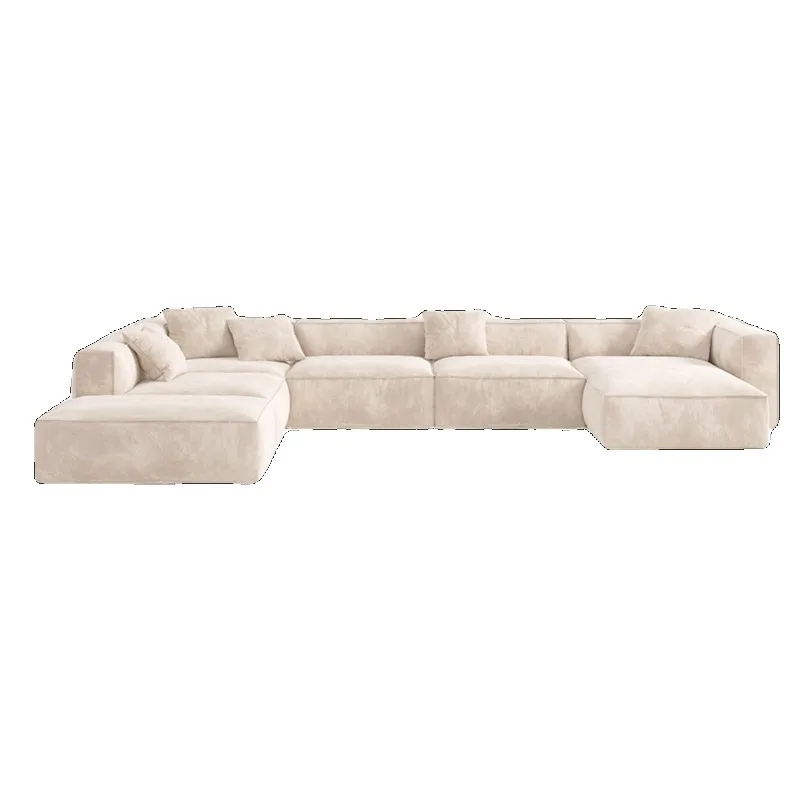 double-sided tofu block combination sofa wabi sandy wind back-to-back living room villa multi-person fabric sofa