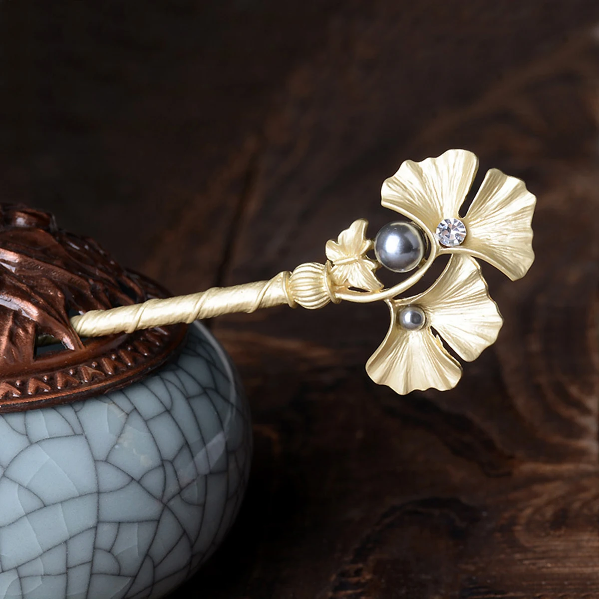 

Ginkgo Leaf Retro Hairpin Vintage Stick Women Bride Clips Unique Gift Durable Material Fashion Design Celebrations Parties
