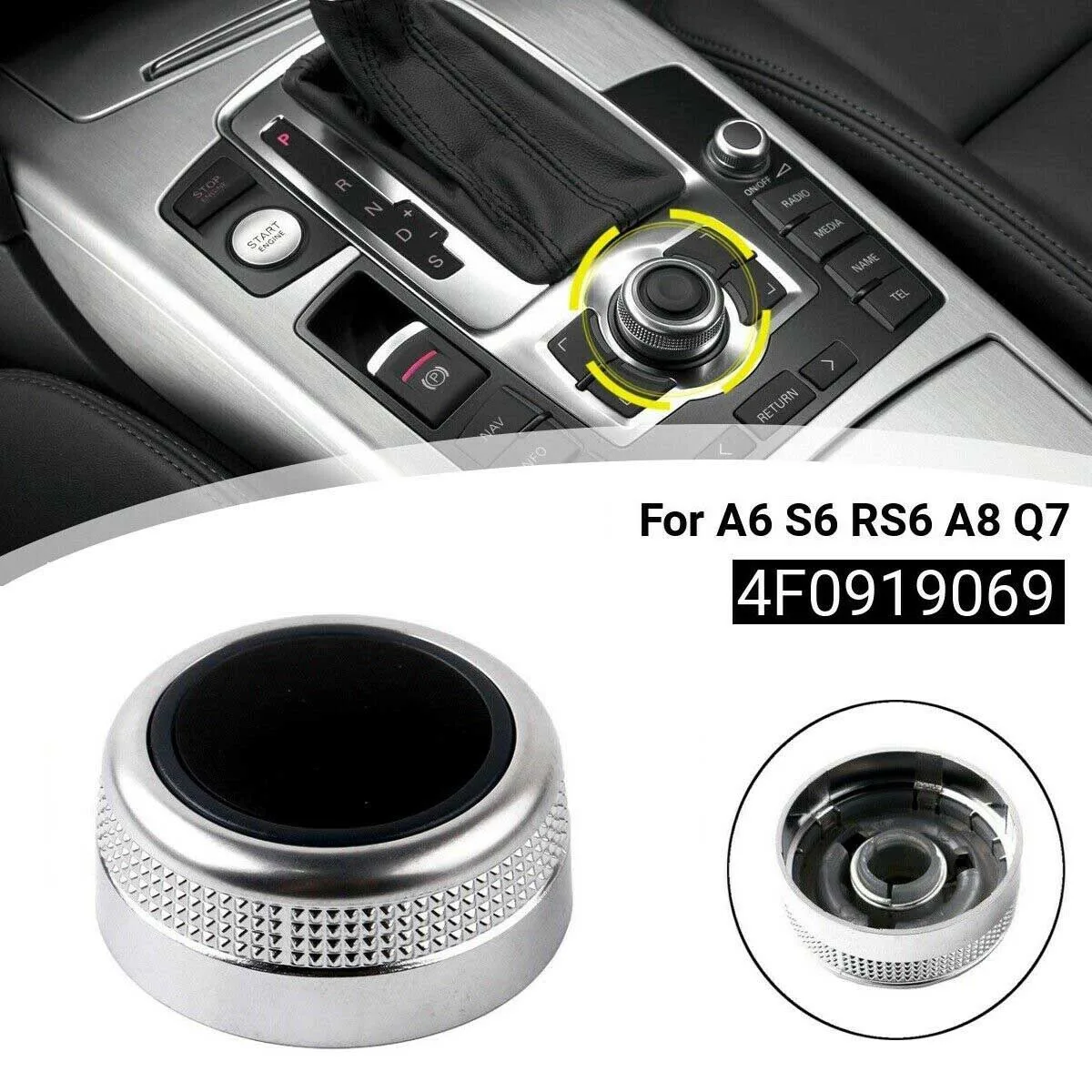 4F0919069 Multimedia System MMI Button Knob Switch Cover Cap for -Audi A6 S6 A8 Q7