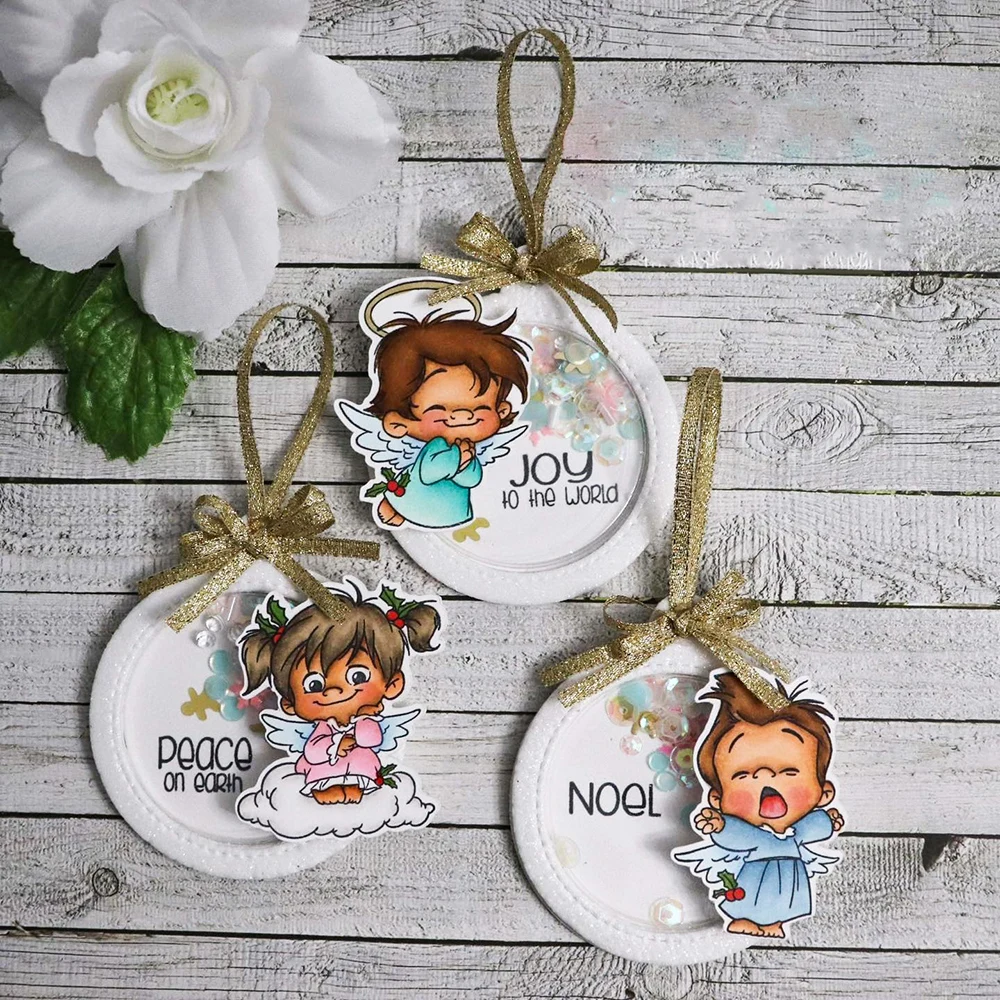 金属製のカッティングダイとクリアスタンプ、エルフのサンタクロース、暖かい言葉、DIYスクラップブッキング、クリスマスペーパーカード、テンプレート作成