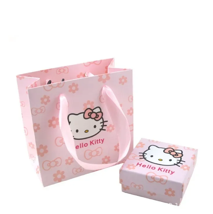 

Sanrio Animated Character Hello Kitty Accessories Sweet Pink Box Cartoon Children's Necklace Bracelet Exquisite Gift Box Set