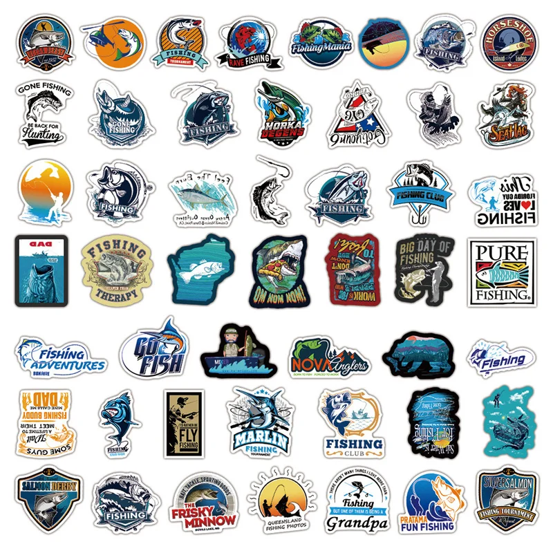 10/30/50/100pcs Outdoor Fishing Stickers Laptop Bicycle Guitar Skateboard Sticker Kid DIY Graffiti Waterproof stickers