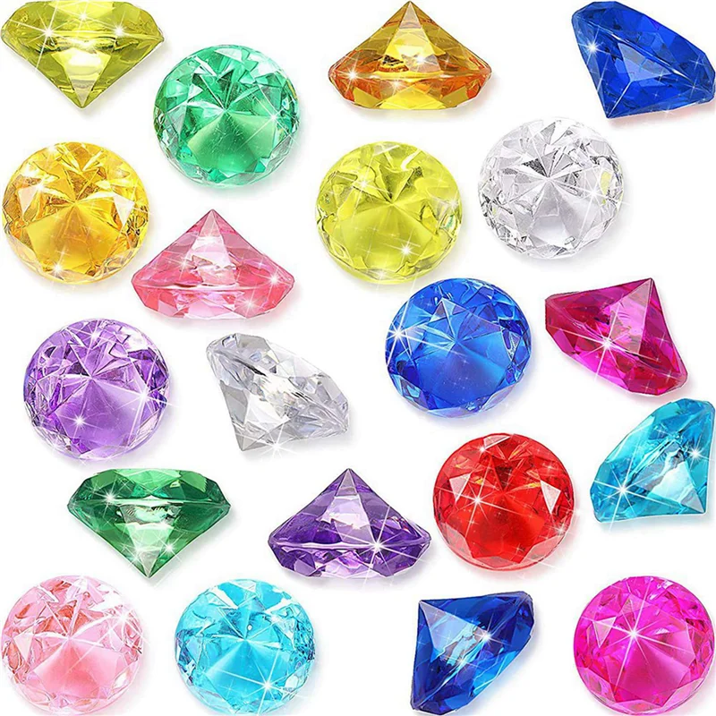 

24Pcs Diving Gem Pool Toys Include Colorful Diamonds Set Dive Toy Treasure Chest Underwater Swimming Toy Gem Pirate Box-[A68T]