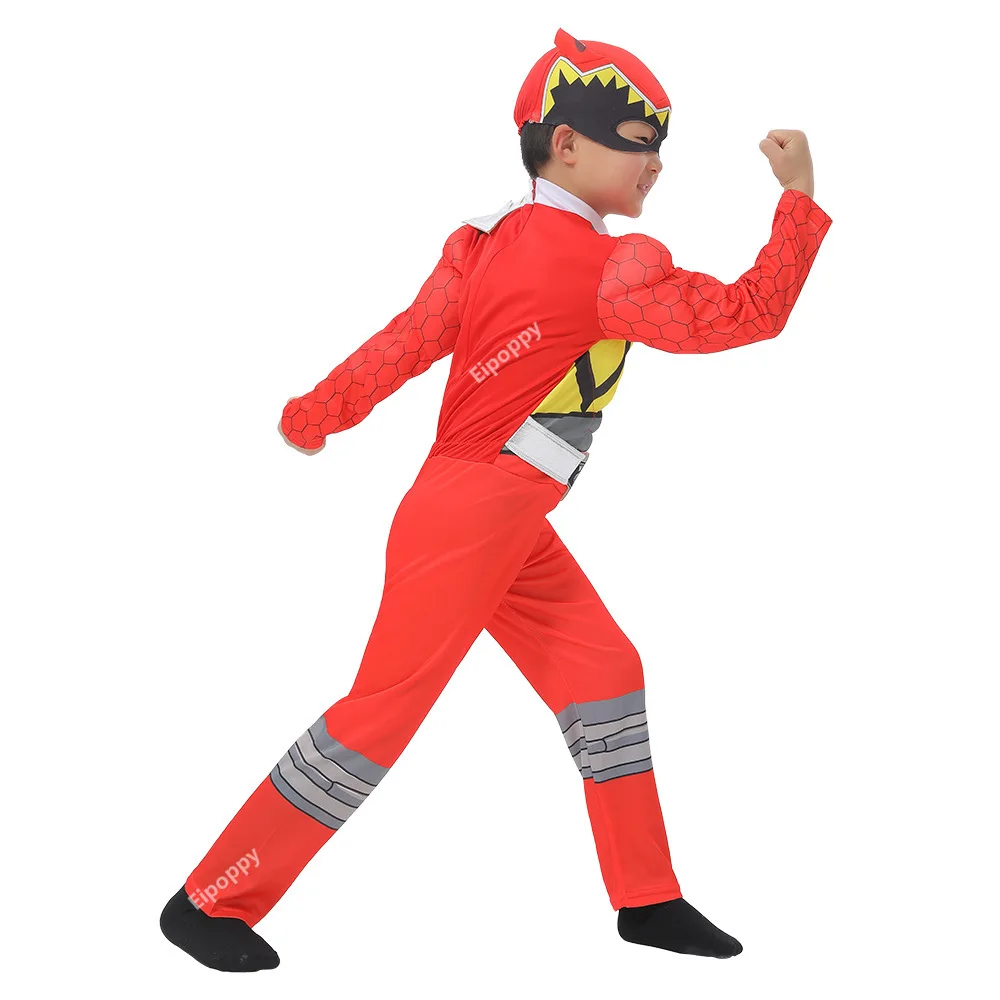 Dinosaur Team Red Dino Charge Ranger Cosplay Baby Kid Child Power Superhero Birthday Party Canival Halloween Costume Muscle Suit