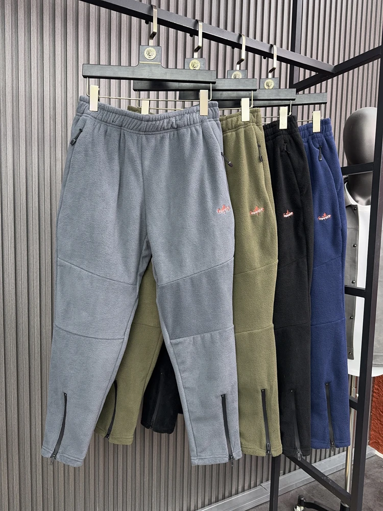 Pantalones casuales de retención de calor de doble cara cálidos de invierno para hombres Pierna recta Faionable Urban Sle Color