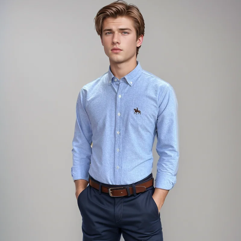 100% القطن أكسفورد الرجال مخطط قمصان مربعة النقش الذكور الأعمال عادية عالية الجودة طويلة الأكمام قميص للرجال زر قميص S-6XL