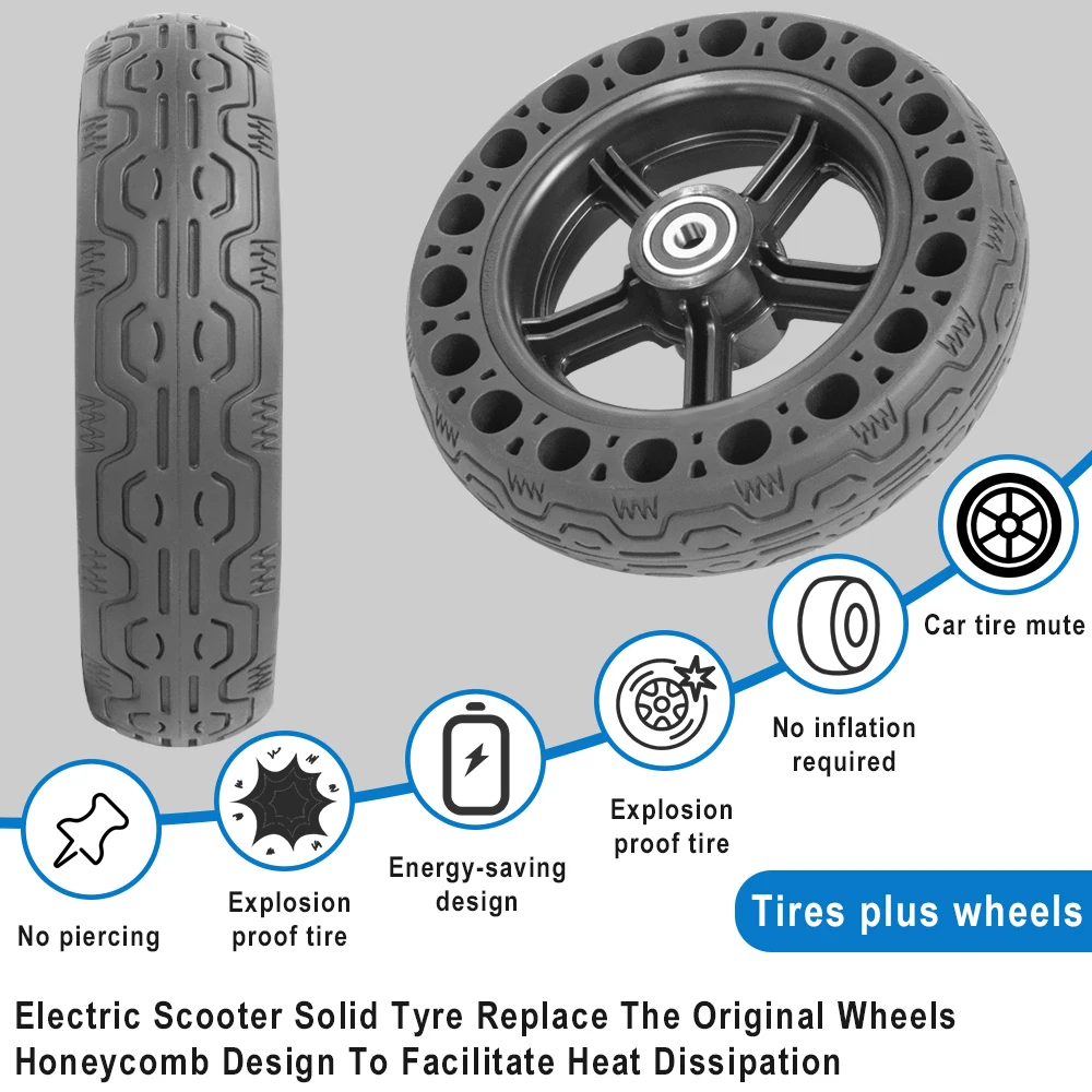 200x50 Honeycomb Solid Tire Explosion Proof Tubeless With Hub For Mini Dolphin Electric Scooter Solid No Inflation Tires