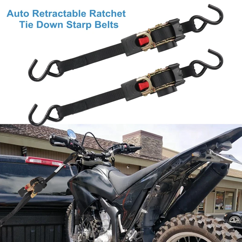 Auto Retractable Easy To Carry Ratchet Tie Down Starp S-hooks 25MMx2M Universal Tools New Tie Down Belts With Automatic Rollup