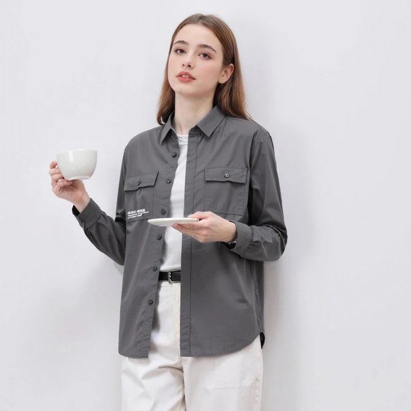 

H-Home Autumn 2025 Women's Faionable Casual Long Sve irt Slimming Versatile Workwear Leisure Sle Cotton Blend Elasti...