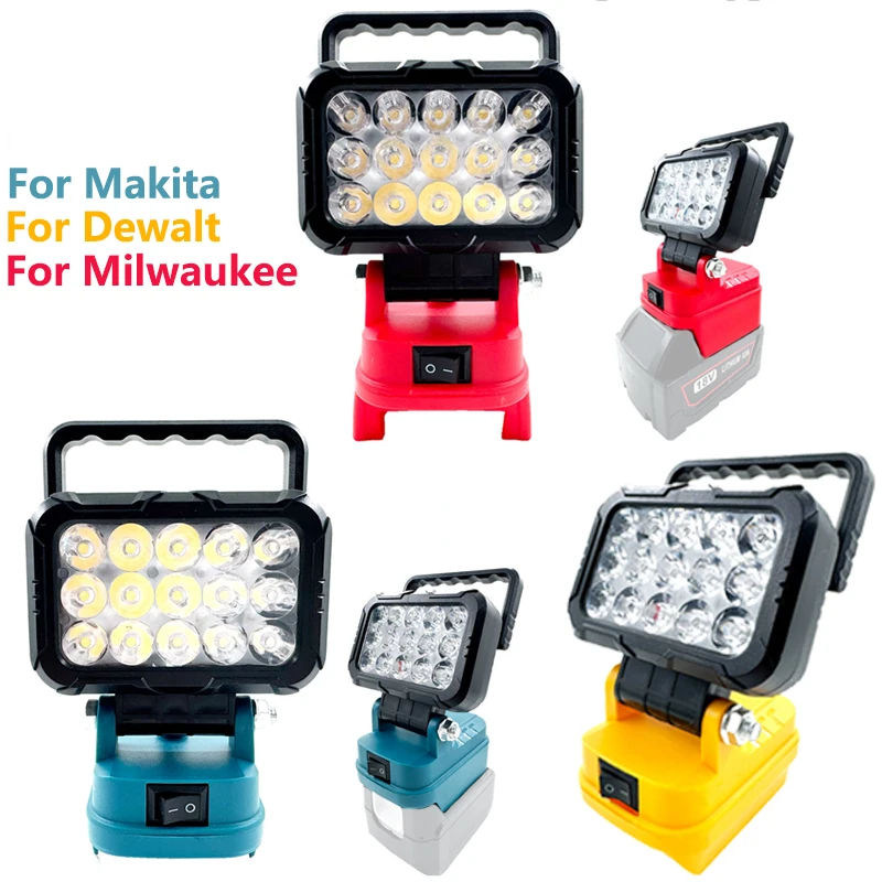 

Ручной фонарь 3 дюйма для Makita/Dewalt/Milwaukee 14,4 В 18 В, литий-ионный аккумулятор, светодиодный рабочий фонарь с двойным USB-крючком, лампа-прожектор