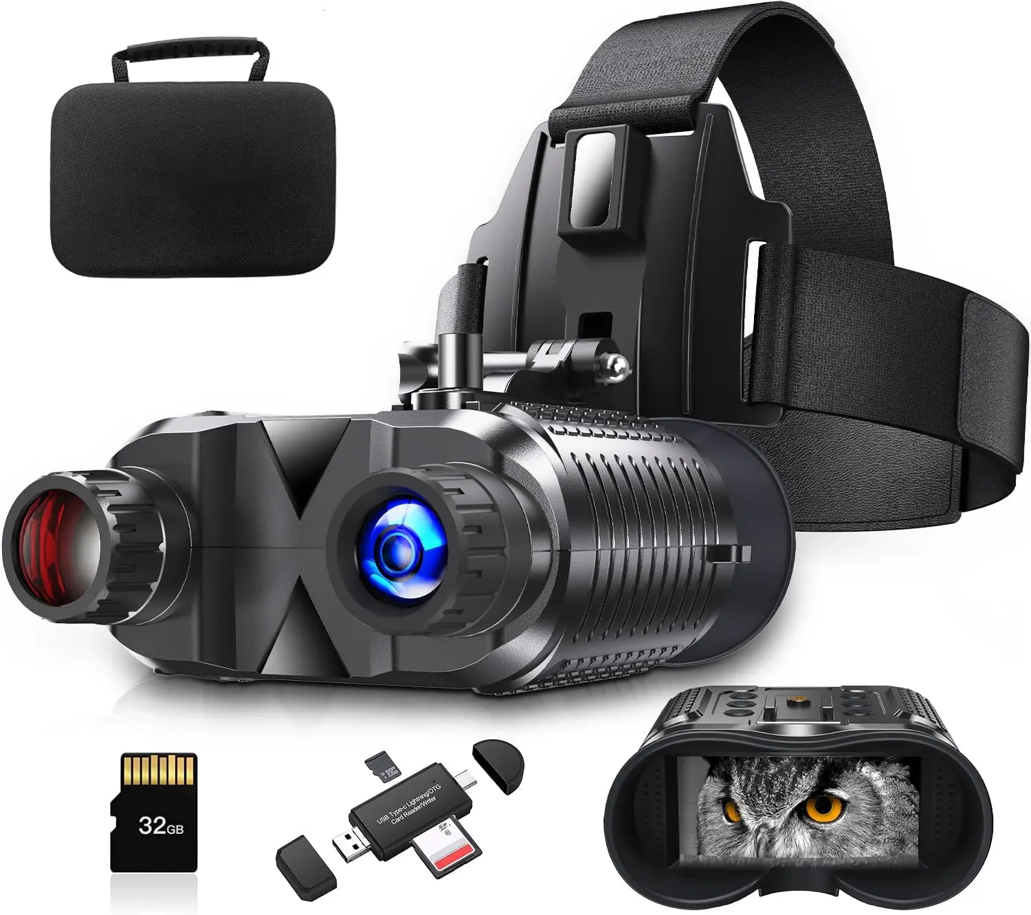 Night Vision Goggles with Head Strap - Rechargeable Infrared Binoculars 2.7