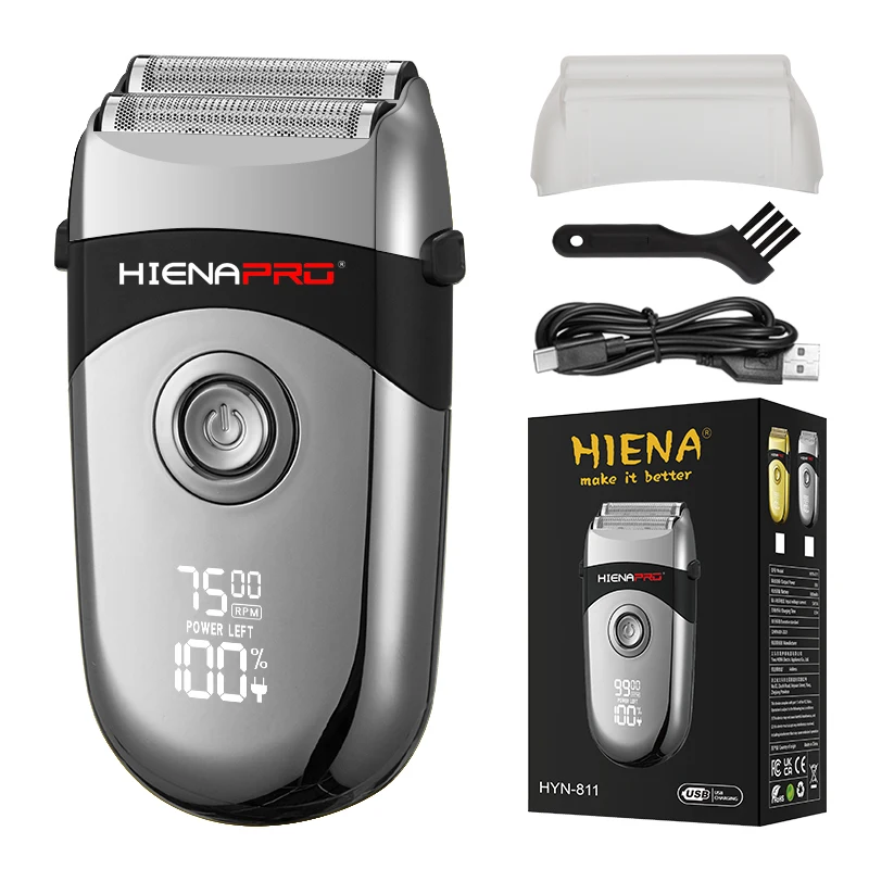 

Hot Sale hiena USB charging Rechargeable Electric Shaver Metal Body Shaving Trimmer Reciprocating Razor For Men