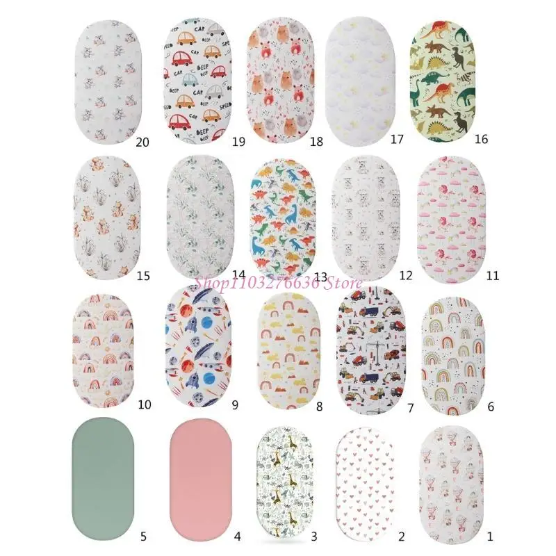R6FD Toddlers Bassinet Sheet for Oval Rectangle Mattress Breathable Baby Fitted Sheet