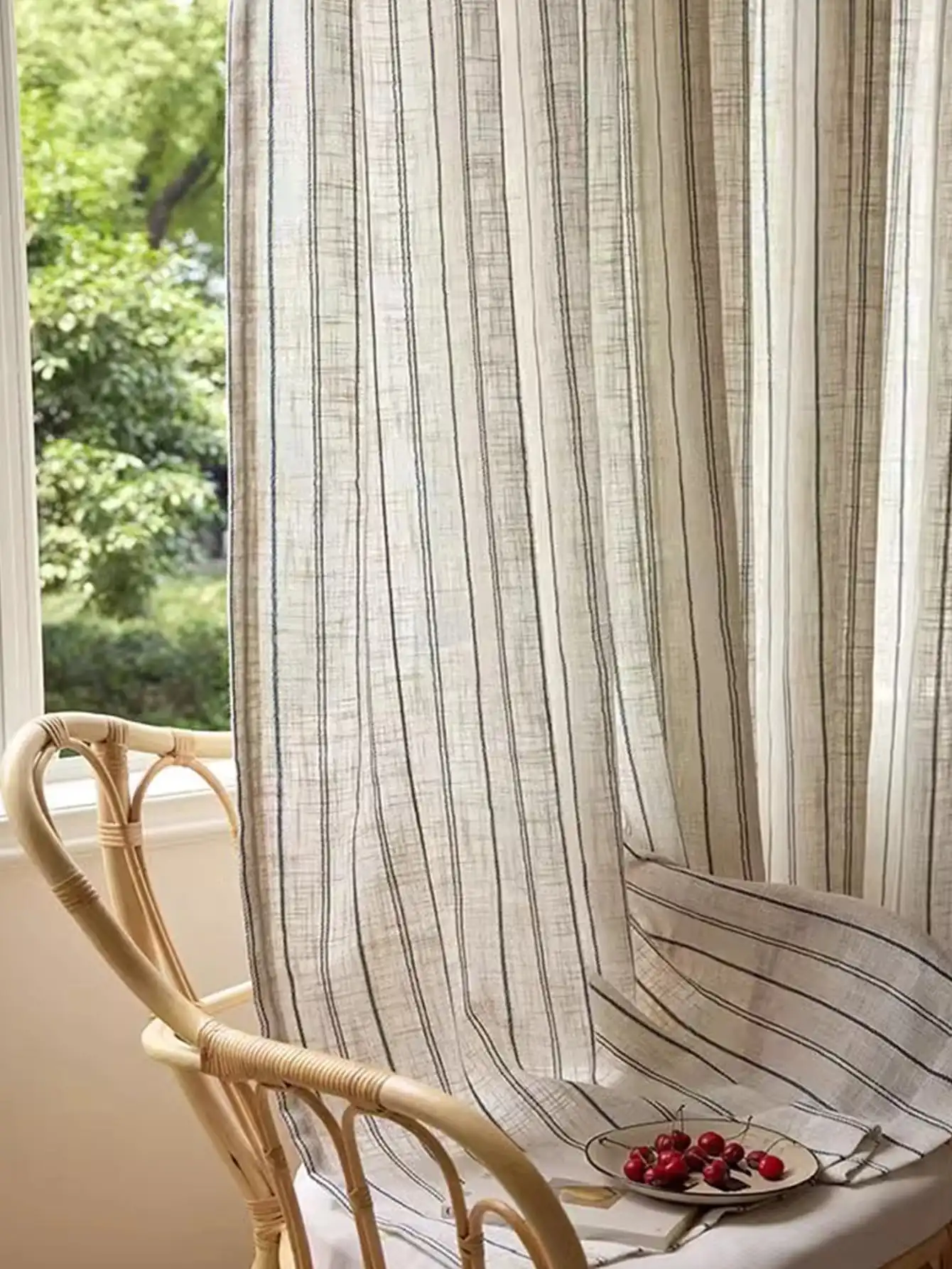 Linen Blackout Custom Mori Style Simple Solid Color Beige Linen Sheer Curtain for Home Living Room House Decoration