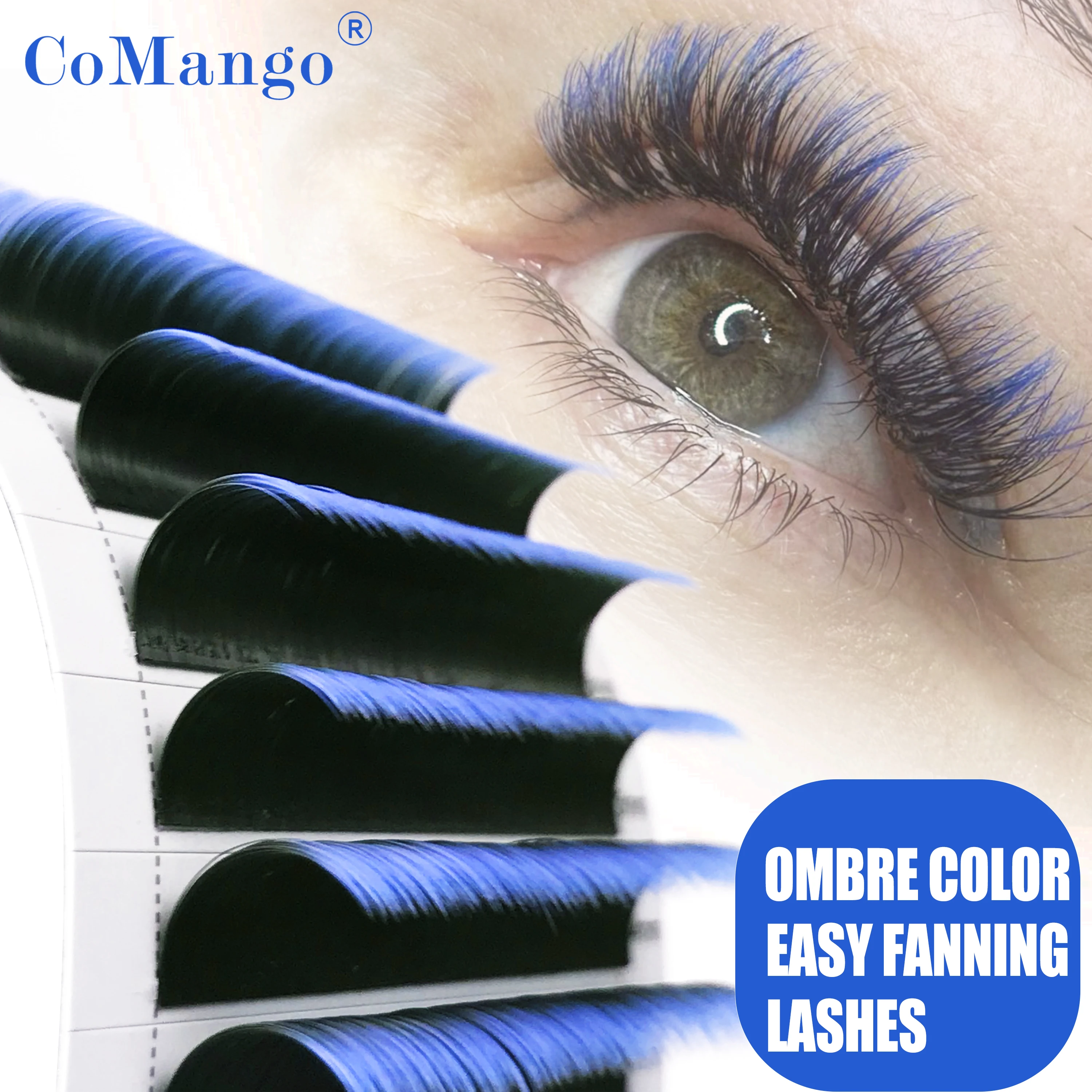 CoMango Ombre farbige Wimpernverlngerung, einfaches Fchervolumen,  Farbverlauf, Rosa/Blau/Grn/Lila, natrlich, weich, bunt, leicht  ausgestattete Wimpern - AliExpress 66