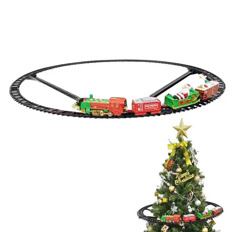 Creative Xmas Tree Hanging ornaments Assembled Mini Train Toys Electric Railway Car Funny Decorations Props Kid Chirstmas Gifts