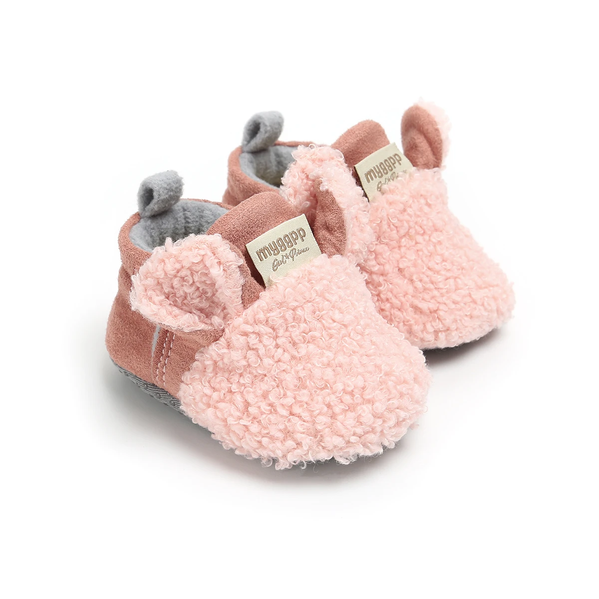 Newborn Baby Warm Booties Faux Fur Cute Sheep Shape Non-Slip Soft Sole Crib Shoes for Winter