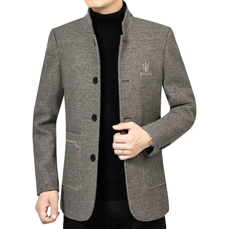 New Winter Men Formal Wear Business Woolen Blazers Jackets Casual Suits Coats Male Cashmere Quality Slim Blazers Jackets Coats 4