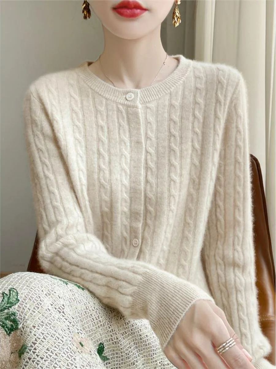 

Retro Twist Long Sve Open Cardigan Women's ort Outerwear Sweater Casual Versatile Thi Warm Outerwear Top Sweater