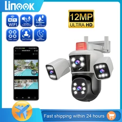 Linook IPC360,12MP,10x zoom,6K,3 lights,waterproof,CCTV outdoor WIFI phone,IP protected network camera,PTZ 360 intelligen camera