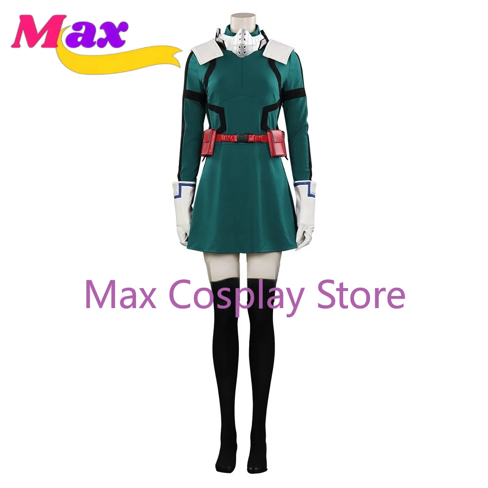 Max Cos-Anime Midoriya Izuku زي تنكري للنساء ، فستان الهالوين ، ملابس حفلات كرنفال ، جوارب شعر مستعار ، بدلة مخصصة