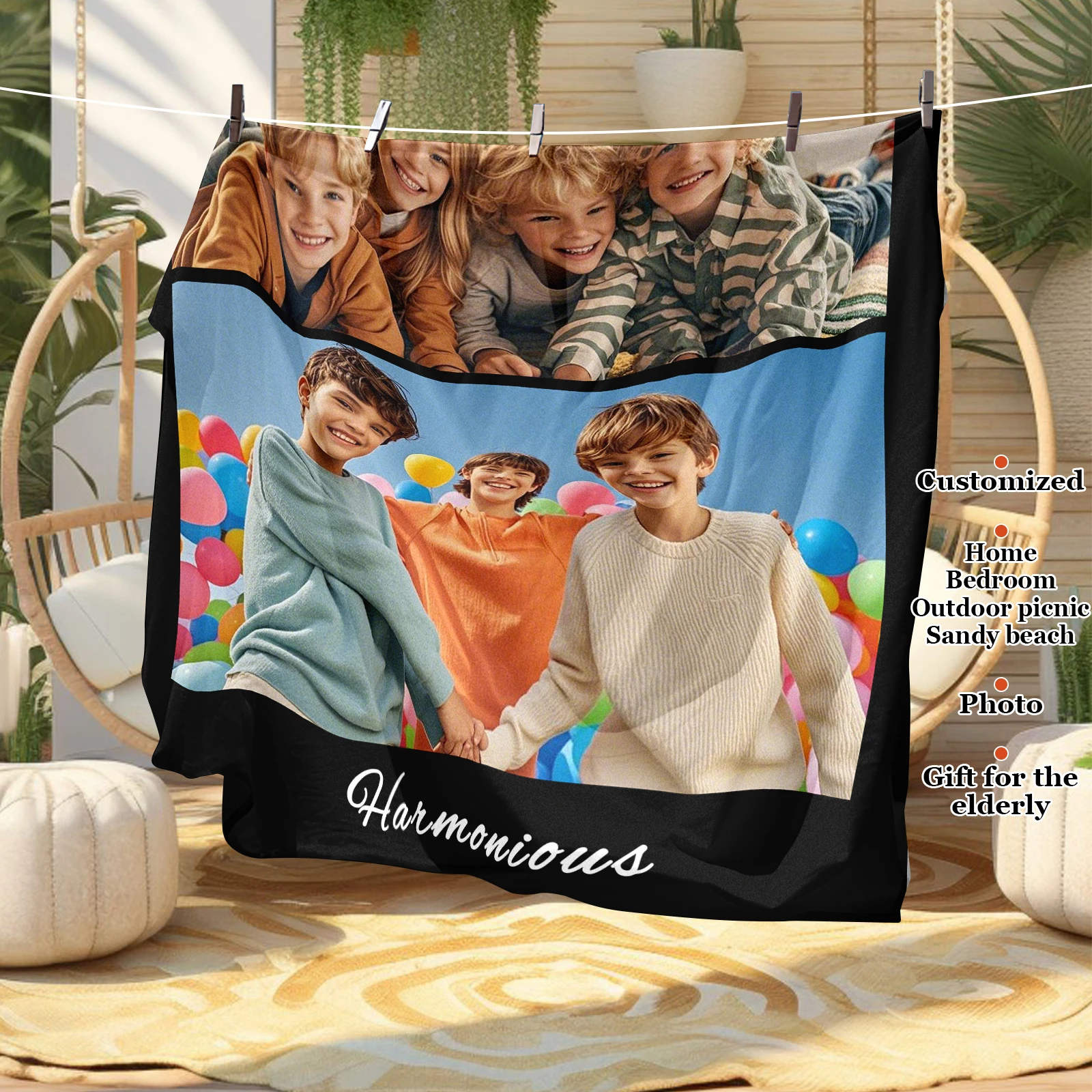 Siblings Creative Family Customized Blanket As Family Portrait Home Decoration Creative Birthday Holiday Gifts Family Members