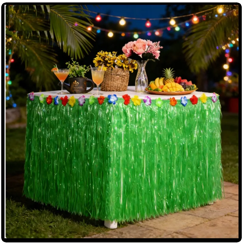 

Гавайская скатерть-юбка для декора стола на вечеринку, пикник, день рождения, Рождество, танцевальный праздник, с цветами флага