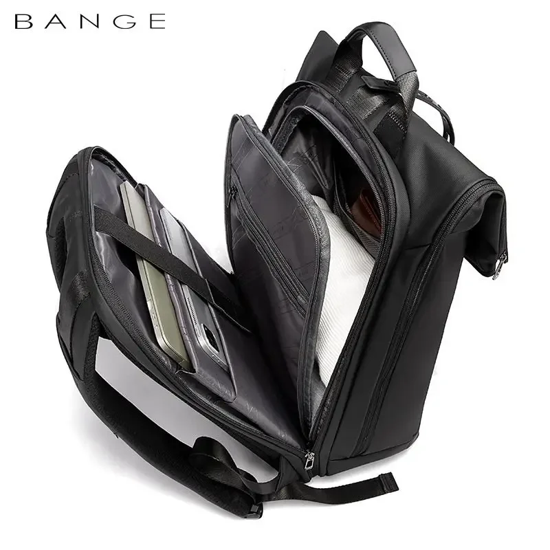 BANGE Mochila de cabina para ordenador portátil de 15,6 pulgadas, bolsa de viaje impermeable con múltiples compartimentos para hombre, mochila negra adecuada para hombres y mujeres