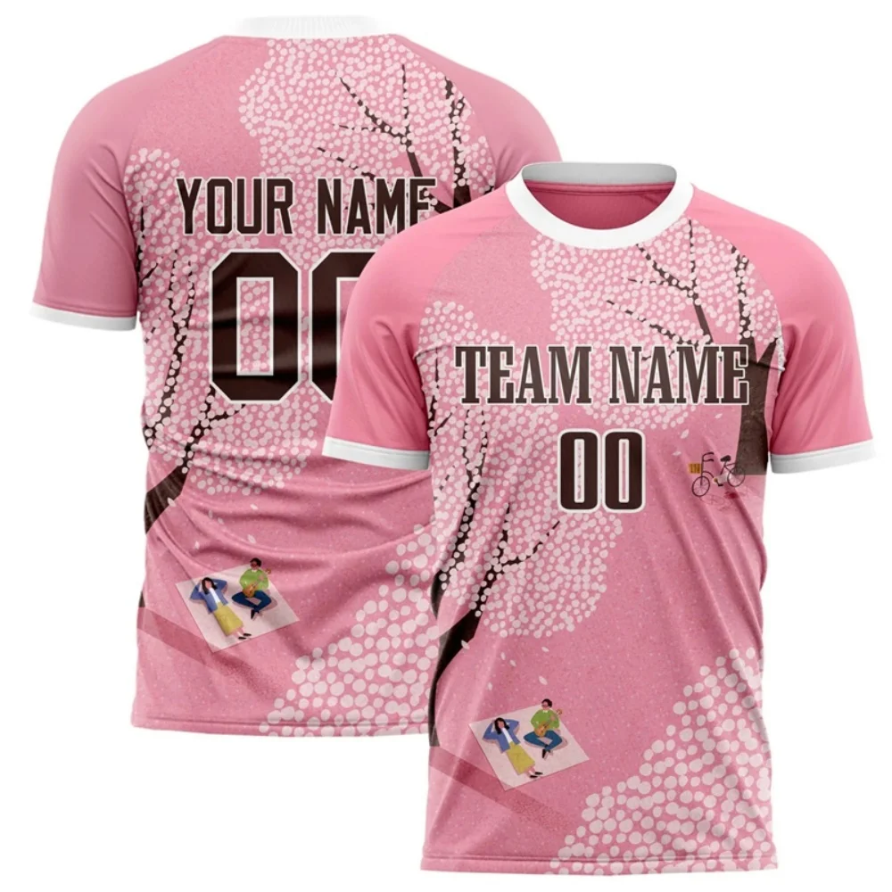 

Customized Team Name Number Name Football T-shirt Personalized DIY Crew Neck Pink Sports T Shirt Loose Quick Dry Team Uniforms