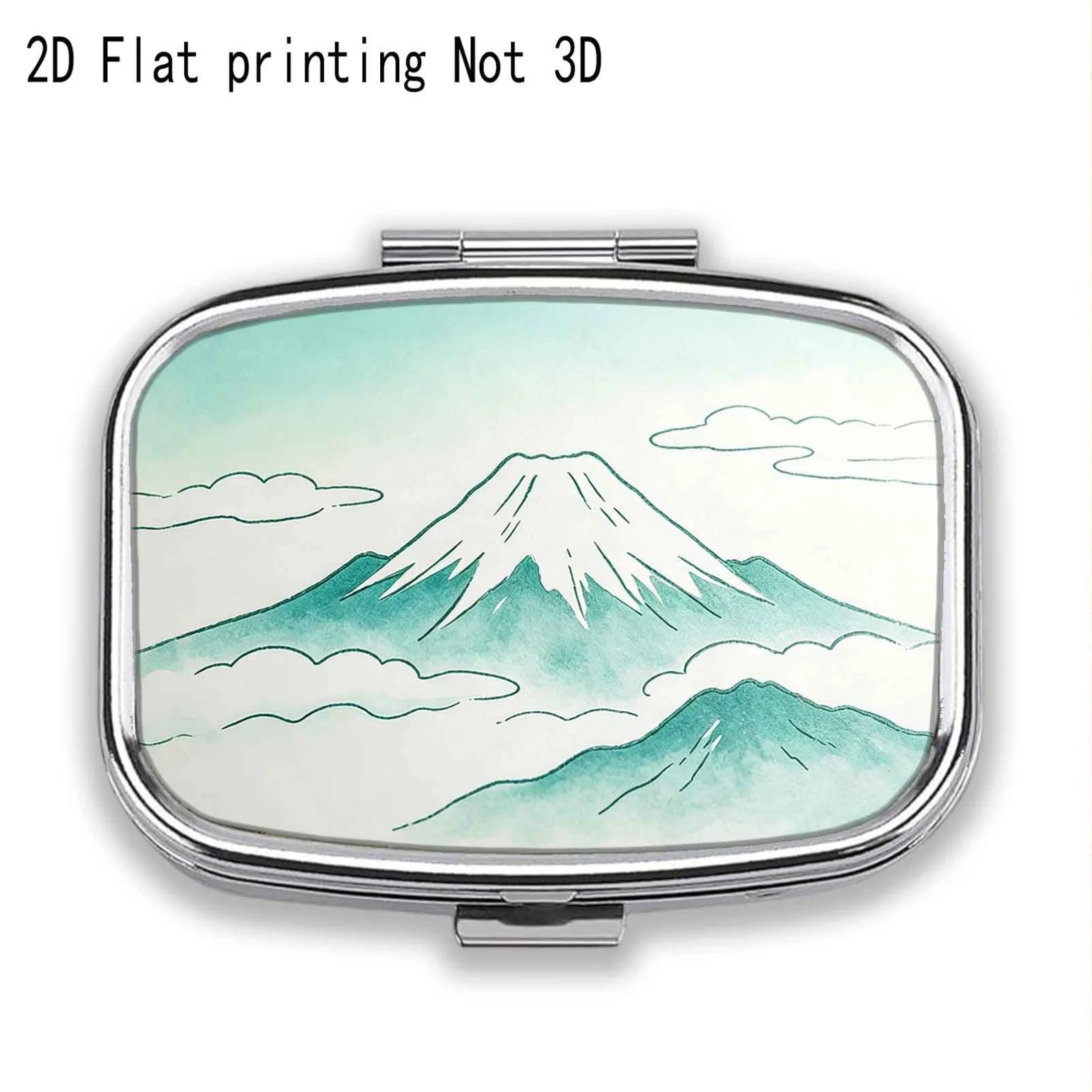 Single-piece, flat-printed, mountain and cloud design portable case, sized storage box, portable accessory box, with compartments for easy organization, suitable for travel, also an excellent choice, flat design