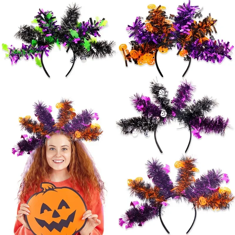 Halloween Big Hair Hoop Long Stick Hairpin Headpiece Ghost Festival Carnival Party Colorful Hairpin Headband